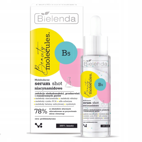 BIELENDA BEAUTY MOLECULES NIACYNAMIDOWE SERUM SHOT REDUKCJA NIEDOSKONAŁOŚCI 30G WYPRZEDAŻ