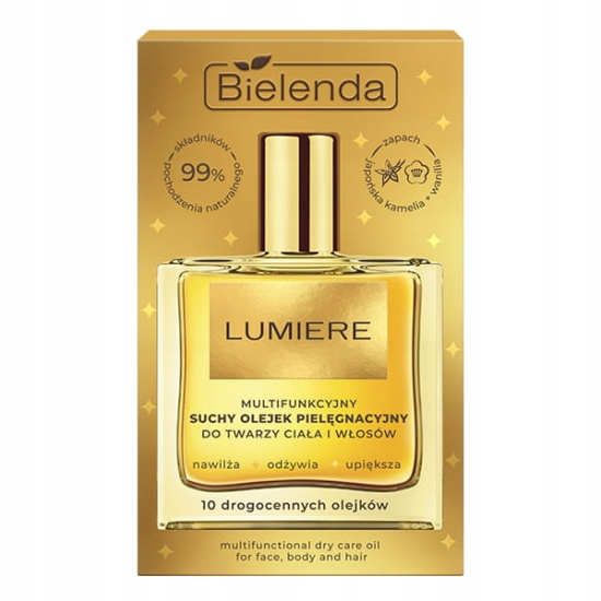 BIELENDA LUMIERE MULTIFUNKCYJNY SUCHY OLEJEK PIELĘGNACYJNY DO TWARZY, CIAŁA I WŁOSÓW 50ML