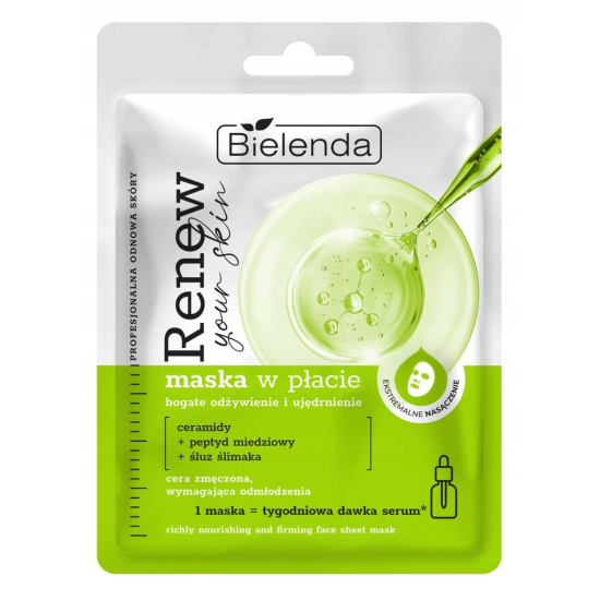 BIELENDA RENEW YOUR SKIN MASKA W PŁACIE ODŻYWCZA Z CERAMIDAMI I ŚLUZEM ŚLIMAKA 1 SZT
