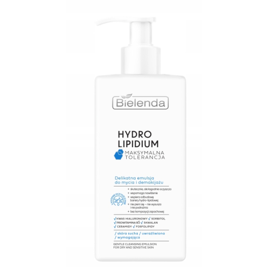 BIELENDA  HYDRO LIPIDIUM DELIKATNA EMULSJA DO MYCIA I DEMAKIJAŻU Z LIPIDAMI 300ML
