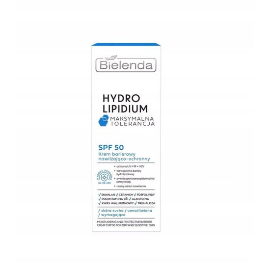 BIELENDA HYDRO LIPIDIUM MAKSYMALNA TOLERANCJA BARIEROWY KREM NAWILŻAJĄCO-OCHRONNY SPF50 30ML