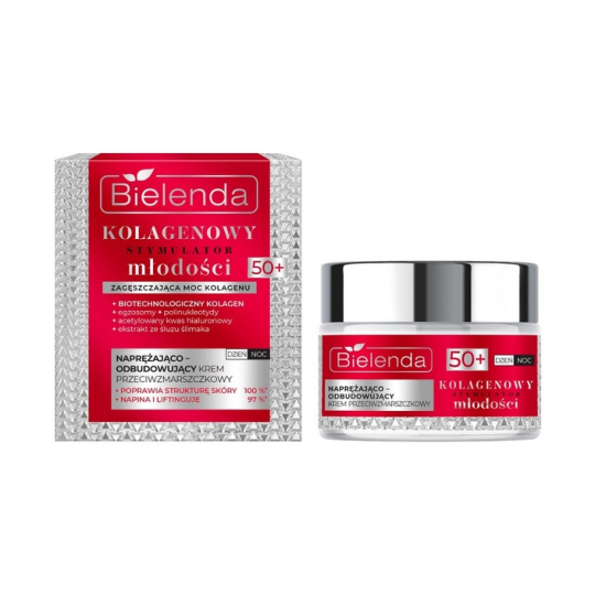 BIELENDA KOLAGENOWY STYMULATOR MŁODOŚCI KREM NAPRĘŻAJĄCO-ODBUDOWUJĄCY Z KOLAGENEM 50+ 50ML