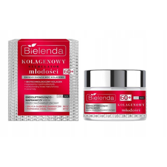 BIELENDA KOLAGENOWY STYMULATOR MŁODOŚCI KREM ENDOLIFTINGUJĄCY NAPRAWCZY 60+ 50ML