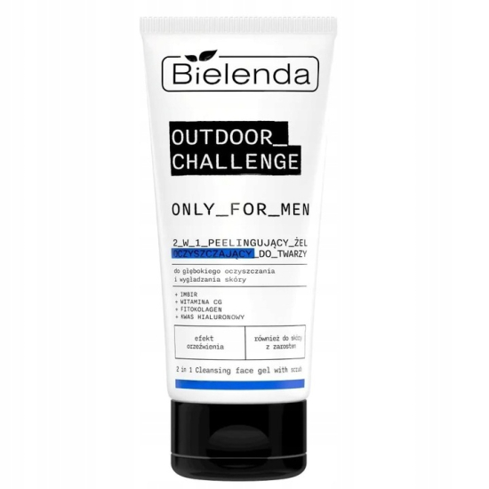 BIELENDA ONLY FOR MEN OUTDOOR CHALLENGE 2W1 MĘSKI PEELINGUJĄCY ŻEL OCZYSZCZAJĄCY DO TWARZY 150G
