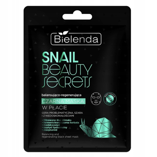 BIELENDA SNAIL BEAUTY SECRETS BALANSUJĄCO-REGENERUJĄCA CZARNA MASKA W PŁACIE 1 SZT